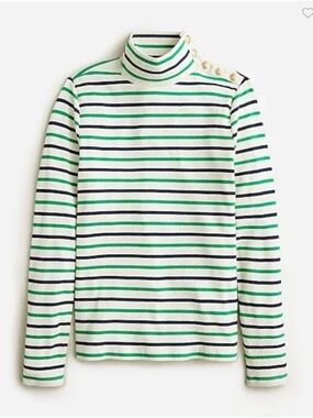 J. CREW Striped Ribbed Turtleneck with Shoulder Buttons size Medium